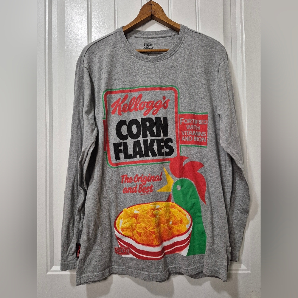 Kellogg's Corn Flakes Vintage Grey T-Shirt Men Size Large